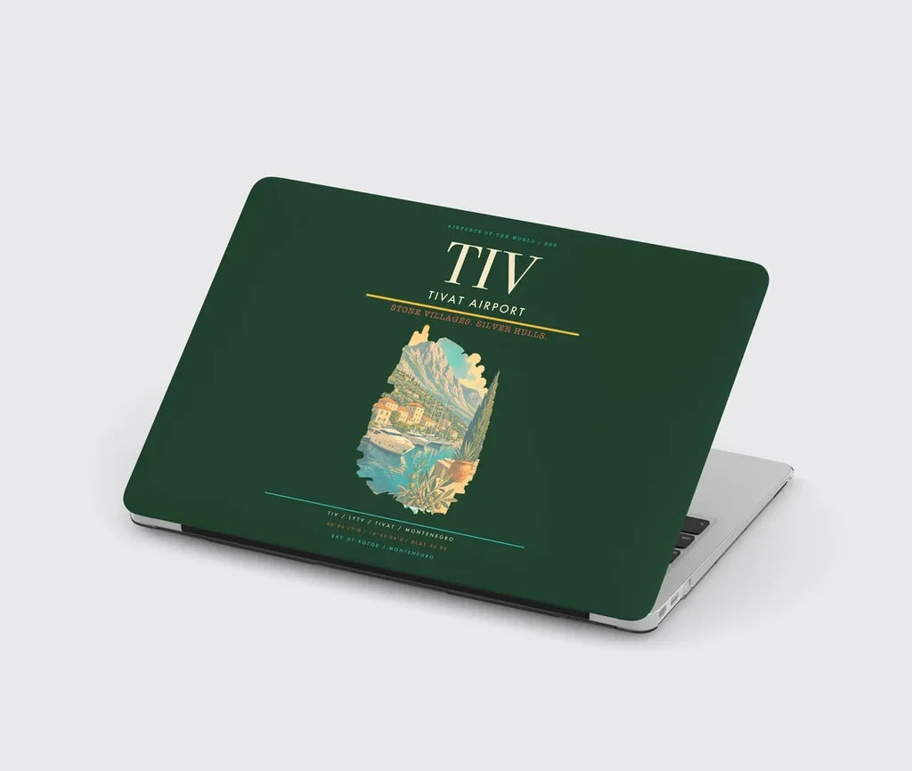 Tivat Airport (TIV) design on dark green MacBook case