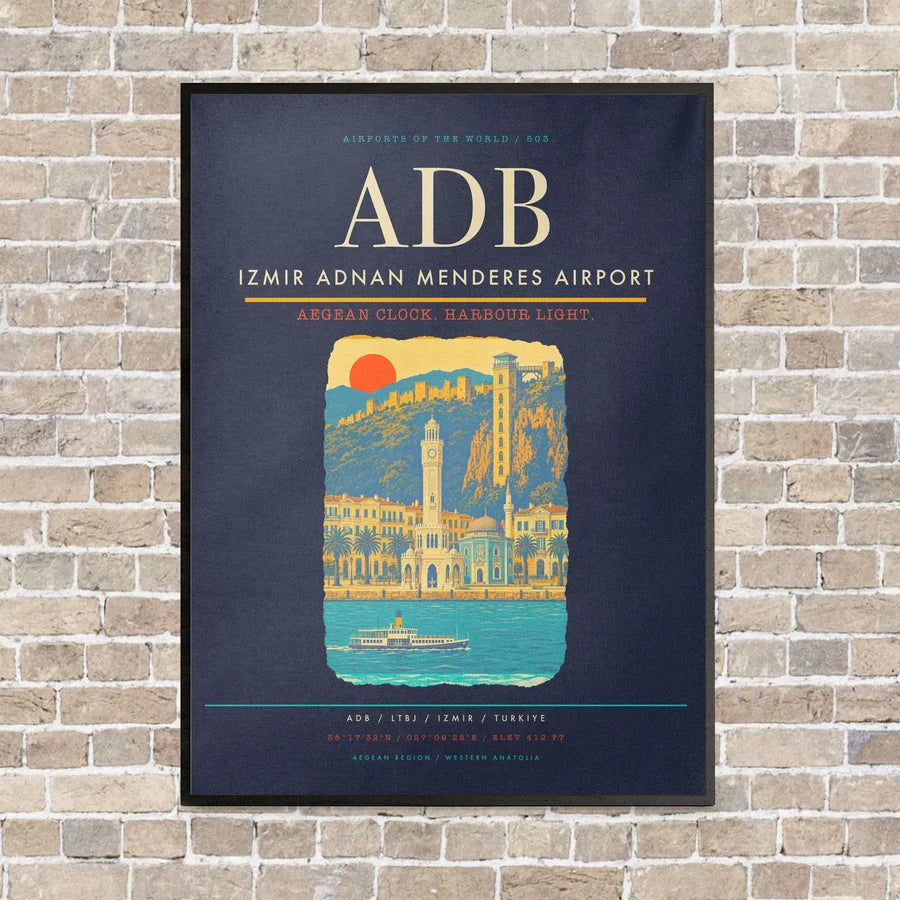 Izmir Adnan Menderes Airport ADB - Canvas Framed - Navy Blue
