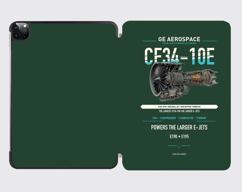 CF34-10E design on dark green ipad tablet case