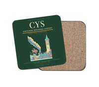 Thumbnail for Cheyenne Regional Airport (CYS) design on dark green 1 piece coaster