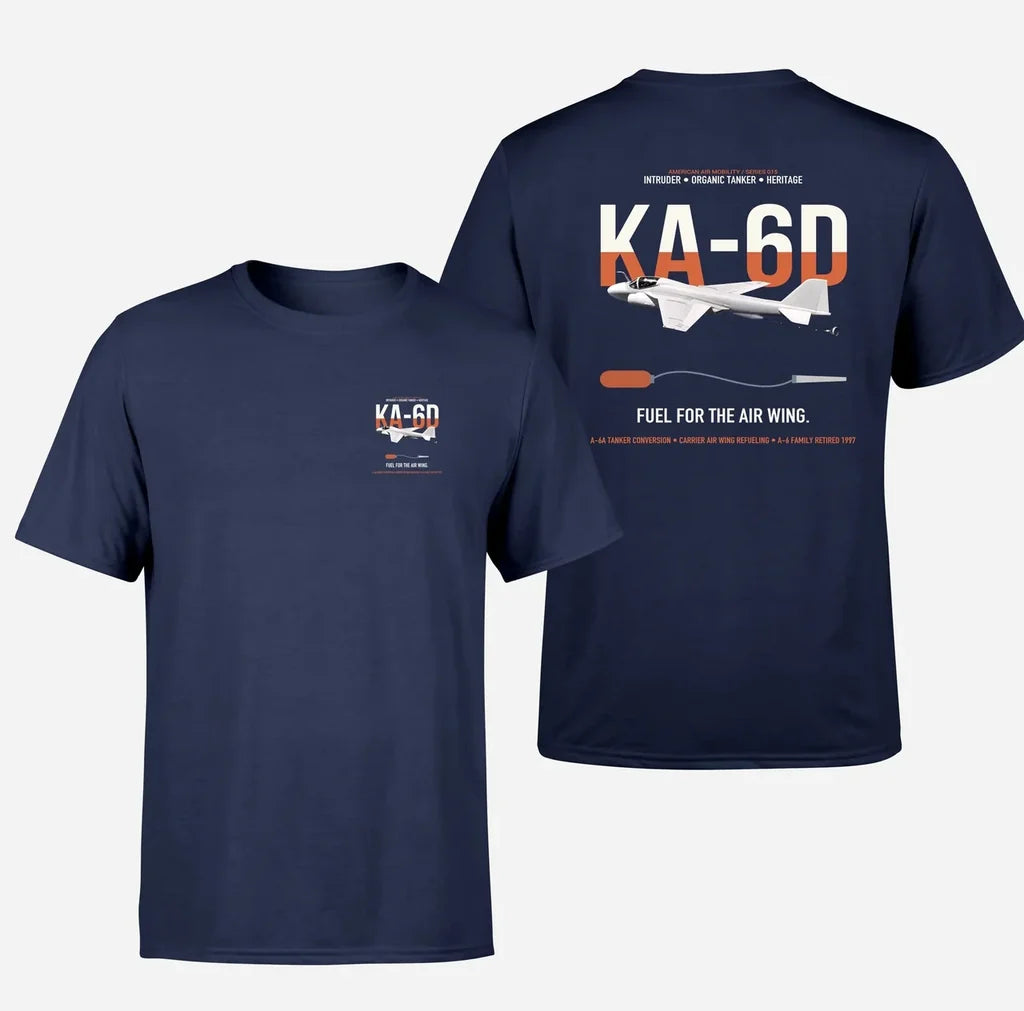 KA-6D Intruder design on navy blue double-side t-shirt, double-side print