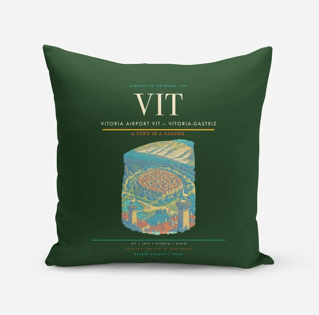 Vitoria Airport (VIT) design on dark green pillow