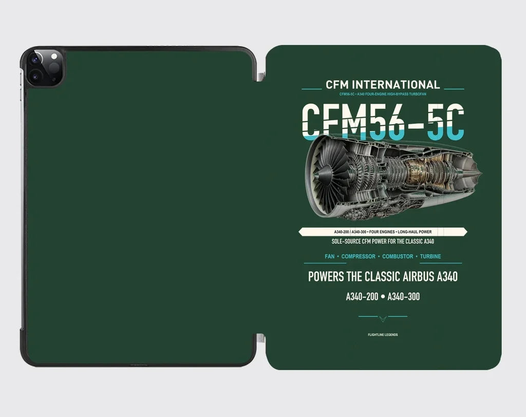 CFM56-5C design on dark green ipad tablet case