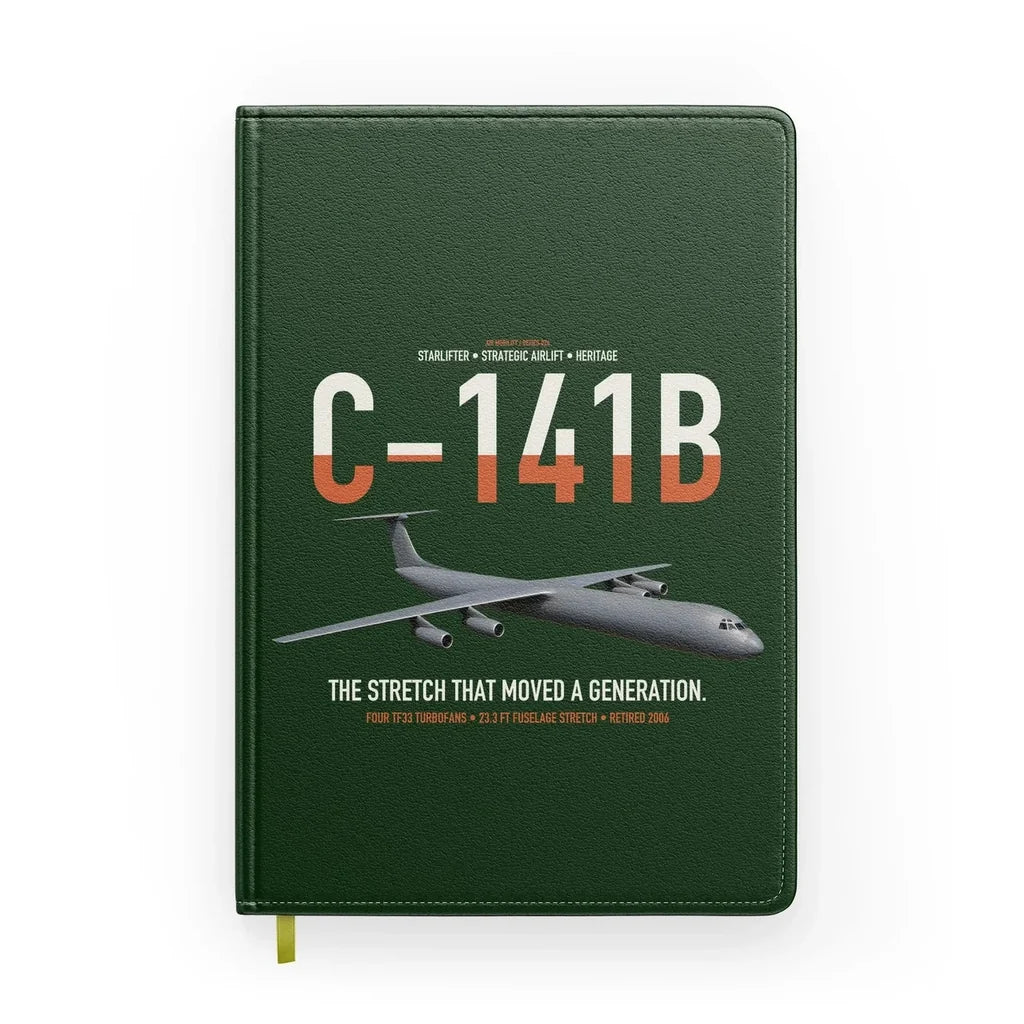 C-141B Starlifter design on dark green notebook