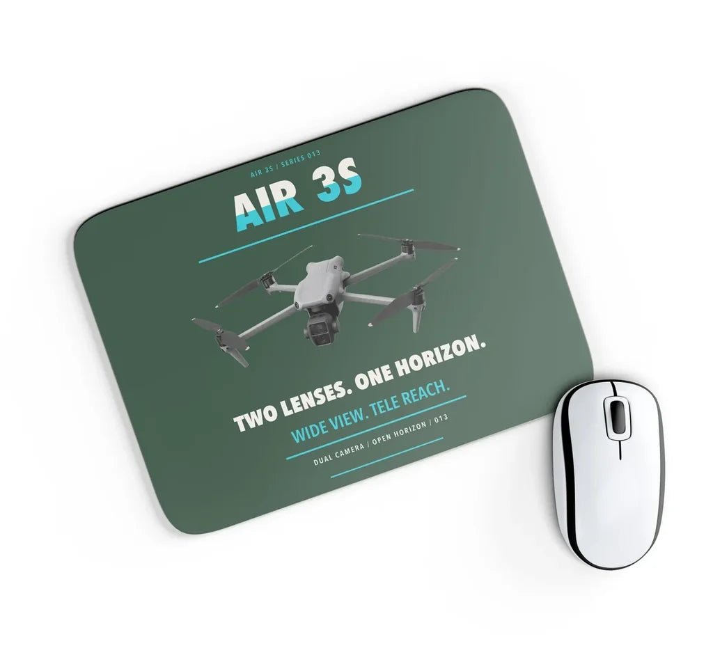 DJI Air 3S design on dark green rectangle mouse pad