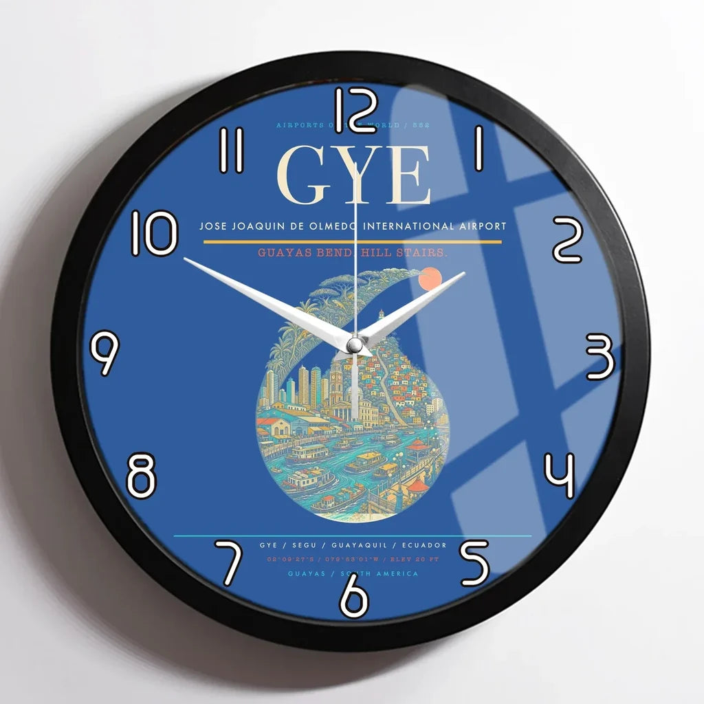 Jose Joaquin de Olmedo International Airport GYE Wall-Clock Framed - Blue