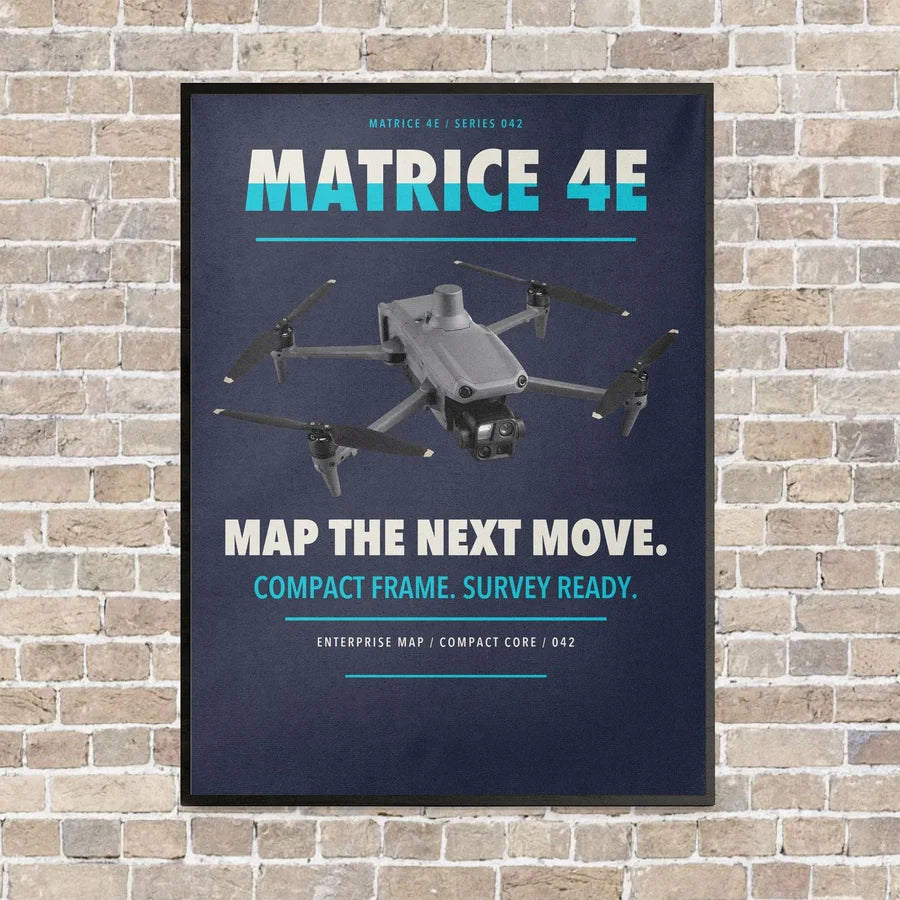 DJI Matrice 4E vertical canvas print - framed - navy blue background