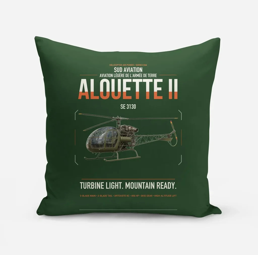 Sud Aviation SE 3130 Alouette II design on dark green pillow