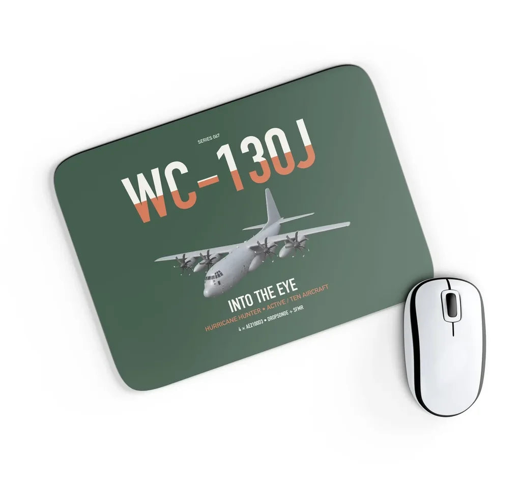 WC-130J Hurricane Hunter design on dark green rectangle mouse pad