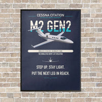 Thumbnail for Cessna Citation M2 Gen2 vertical canvas print - framed - navy blue background