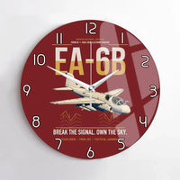 Thumbnail for EA-6B Prowler design on dark red no frame wall clock