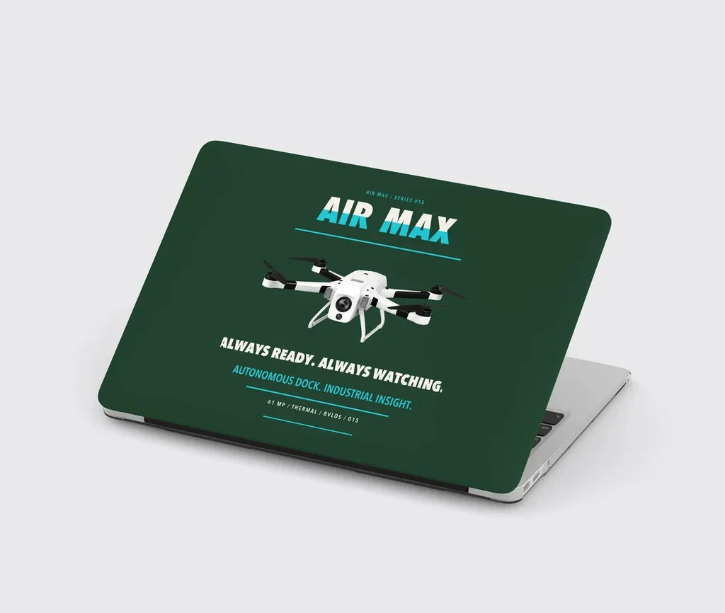 Percepto Air Max design on dark green MacBook case