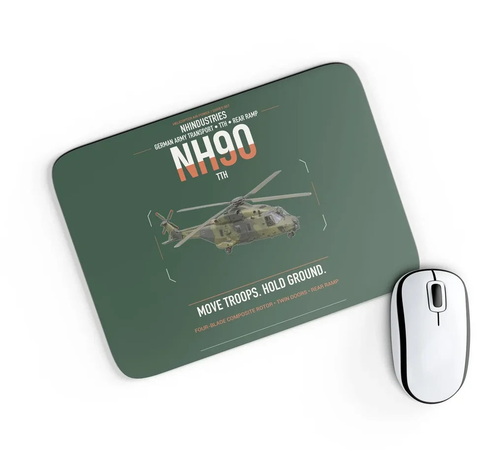 NHIndustries NH90 TTH design on dark green rectangle mouse pad