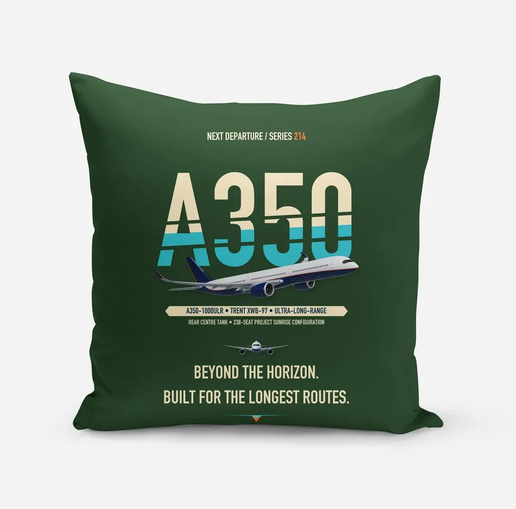 Airbus A350-1000ULR design on dark green pillow