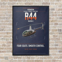 Thumbnail for Robinson R44 Raven II vertical canvas print - framed - navy blue background