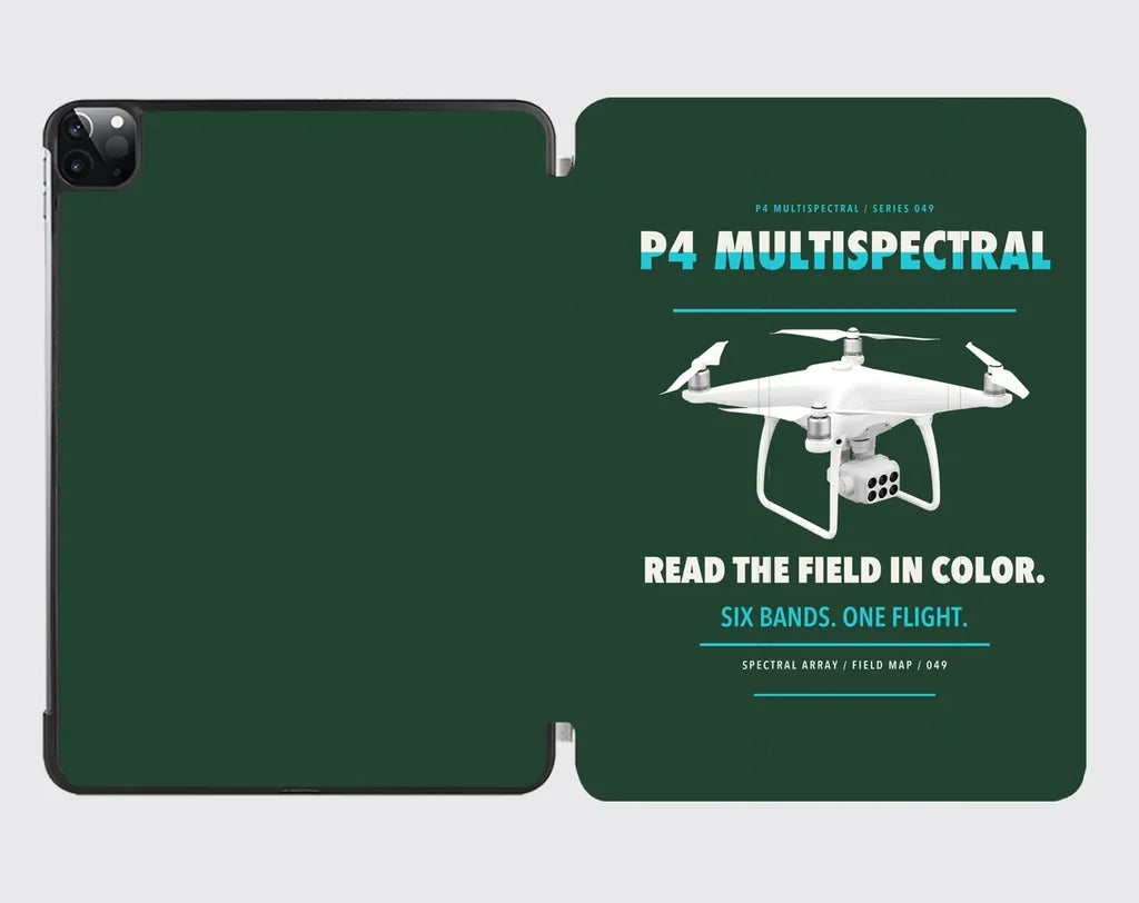 DJI P4 Multispectral design on dark green ipad tablet case
