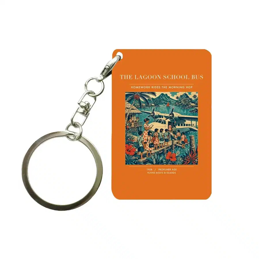 VINTAGE G4270 - The Lagoon School Bus - Designed Key Chain design on orange