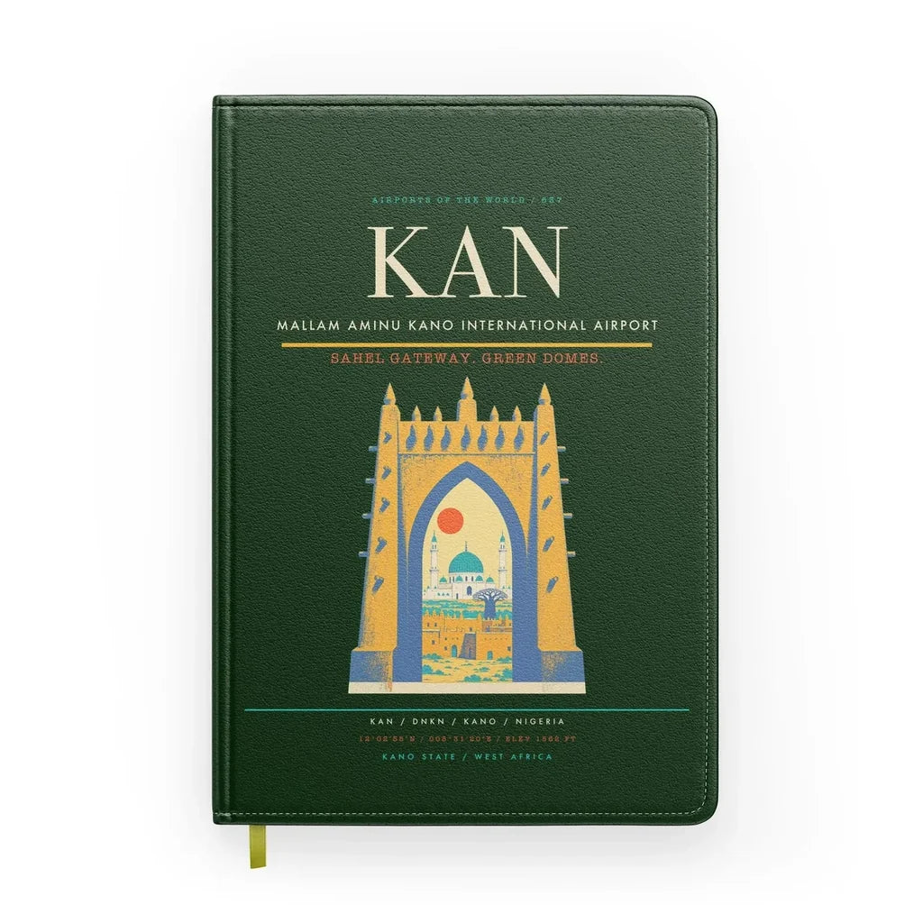 Mallam Aminu Kano International Airport (KAN) design on dark green notebook