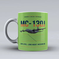 Thumbnail for MC-130J COMMANDO II design on light green ceramic mug, double-side print