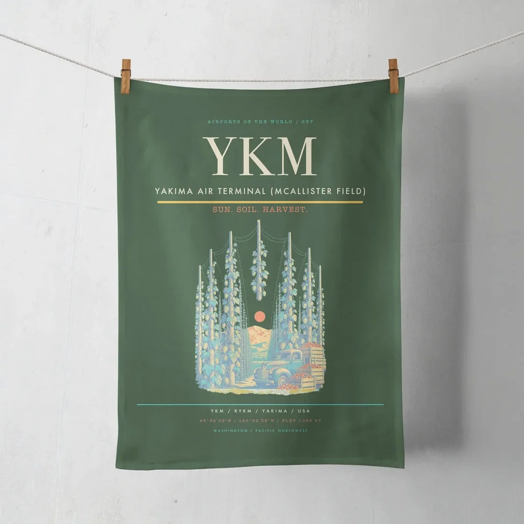 Yakima Air Terminal (McAllister Field) (YKM) design on dark green towel