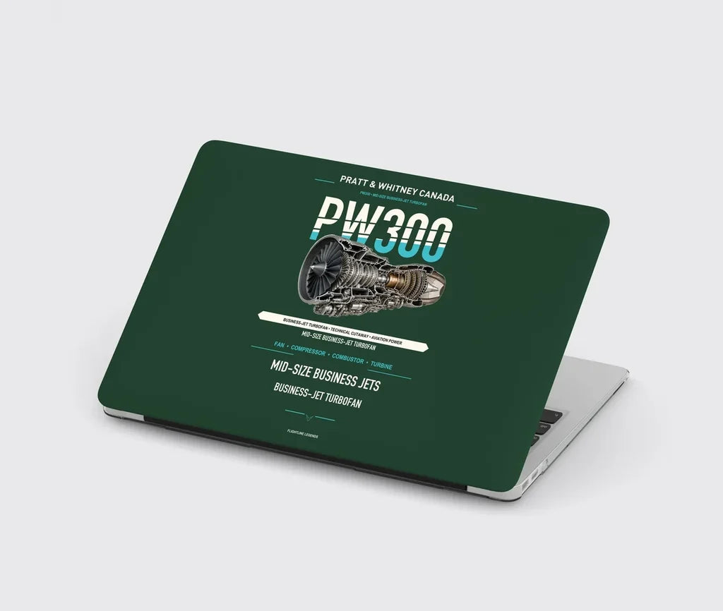 PW300 design on dark green MacBook case