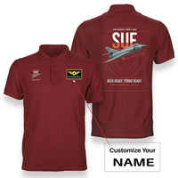 Thumbnail for Dassault Super Étendard design on red+name double-side polo t-shirt, double-side print