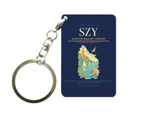 Thumbnail for Olsztyn-Mazury Airport (SZY) design on navy blue key chain