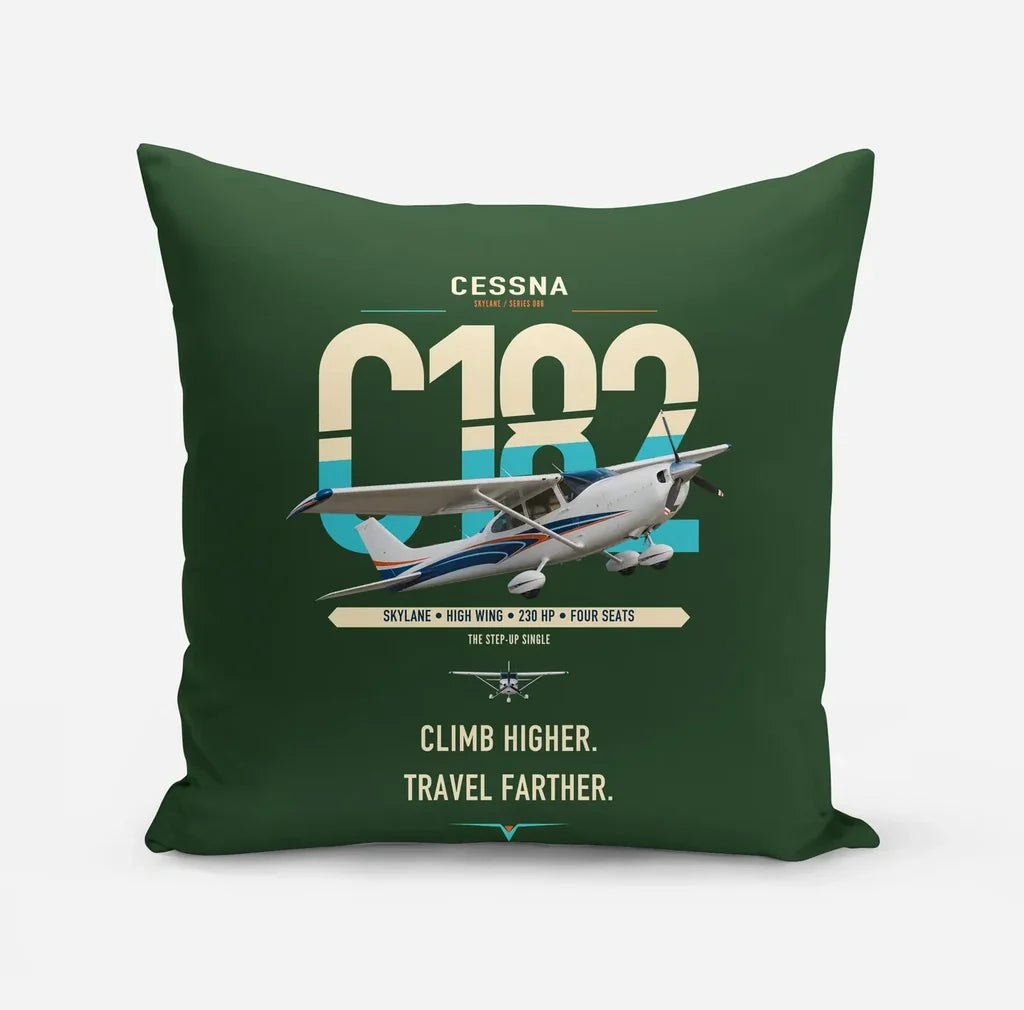 Cessna 182 Skylane design on dark green pillow