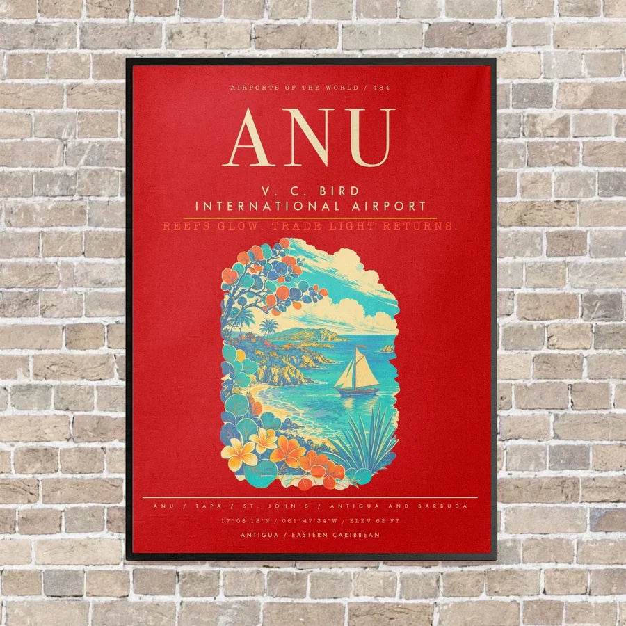 V. C. Bird International Airport ANU - Canvas Framed - Red