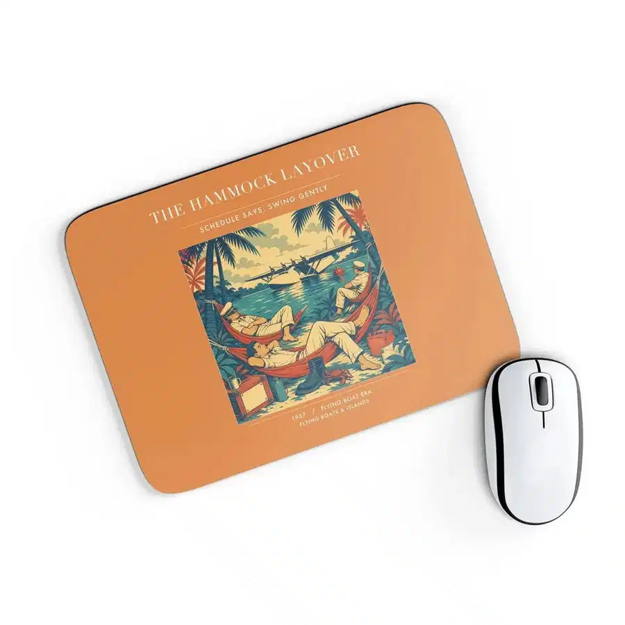 VINTAGE G4408 - The Hammock Layover - Designed Mouse Pads design on orange rectangle