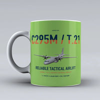 Thumbnail for Airbus C295M T.21 design on light green ceramic mug, double-side print