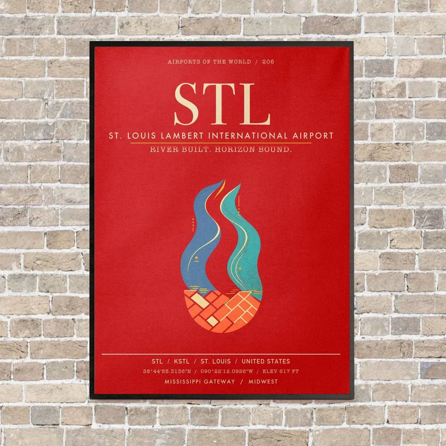 St. Louis Lambert International Airport STL - Canvas Framed - Red