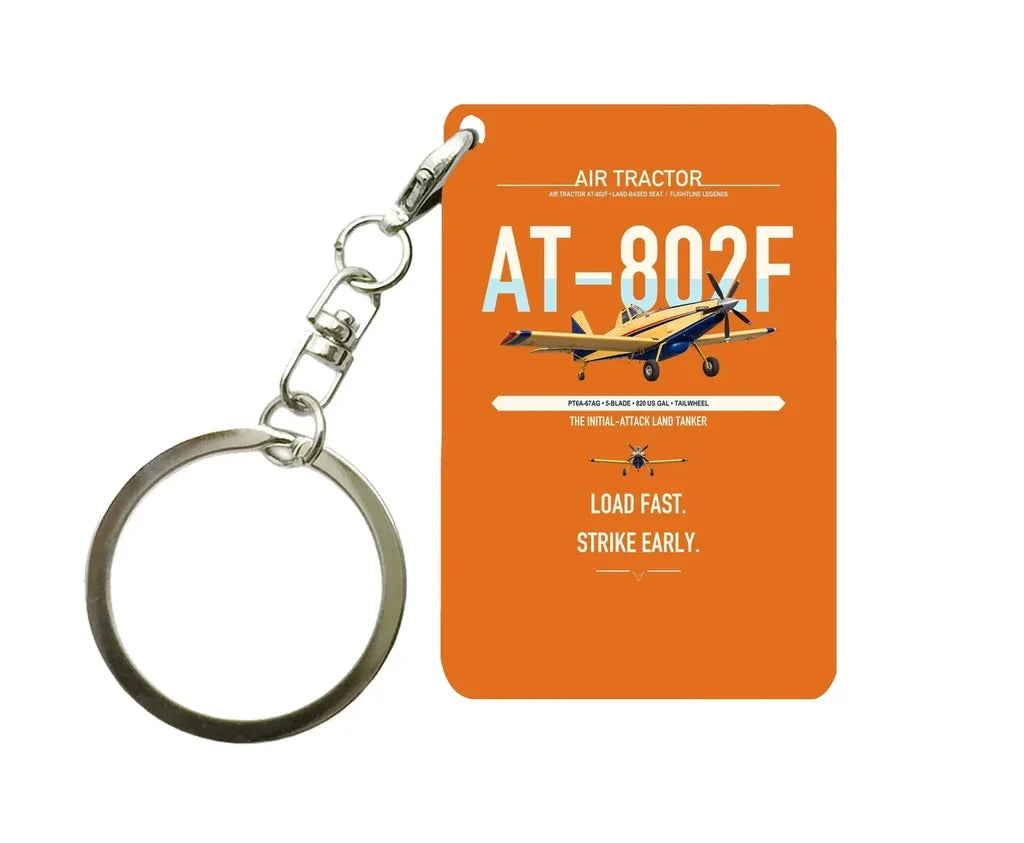 Air Tractor AT-802F design on orange designed key chain, double-side print