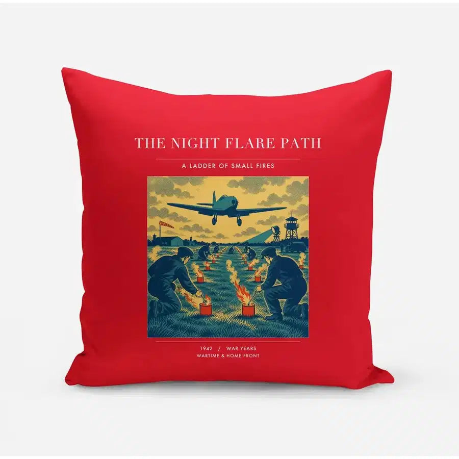 VINTAGE G4525 - The Night Flare Path - Designed Pillows design on red