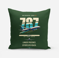 Thumbnail for Boeing 787-10 Dreamliner design on dark green pillow