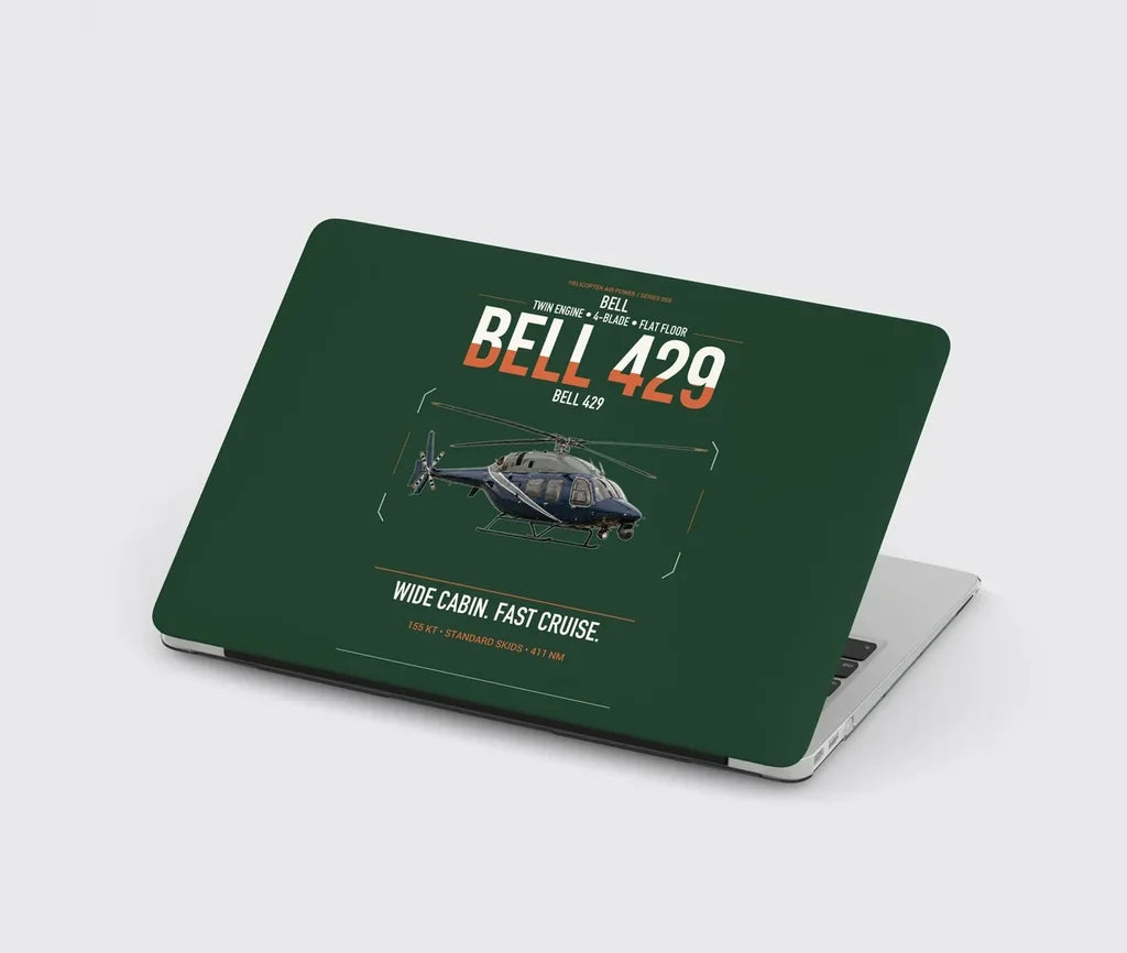 Bell 429 design on dark green MacBook case