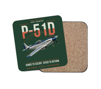 Thumbnail for P-51D Mustang design on dark green 1 piece coaster