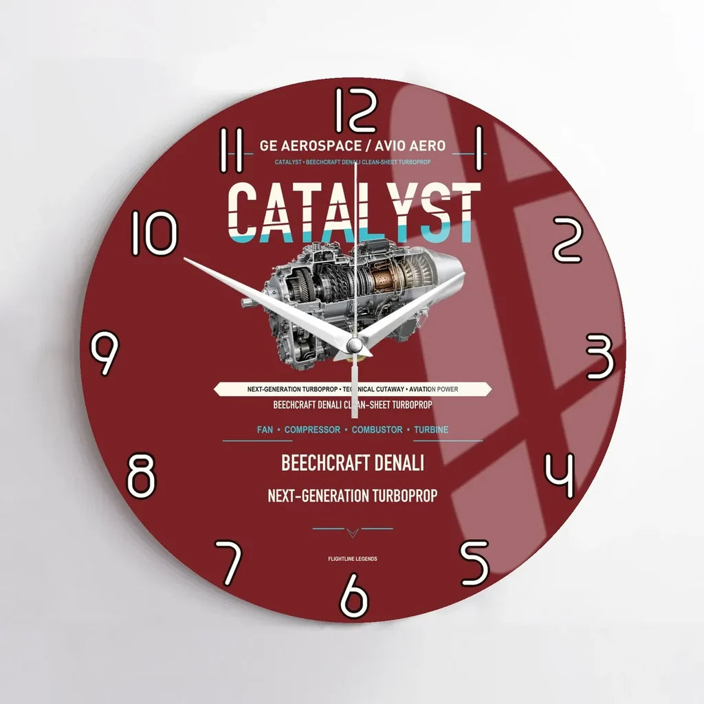 CATALYST design on dark red no frame wall clock