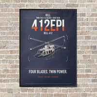 Thumbnail for Bell 412EPI vertical canvas print - framed - navy blue background