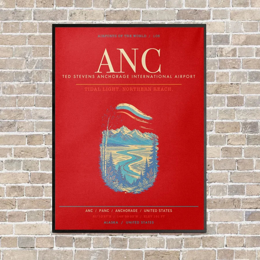 Ted Stevens Anchorage International Airport ANC - Canvas Framed - Red