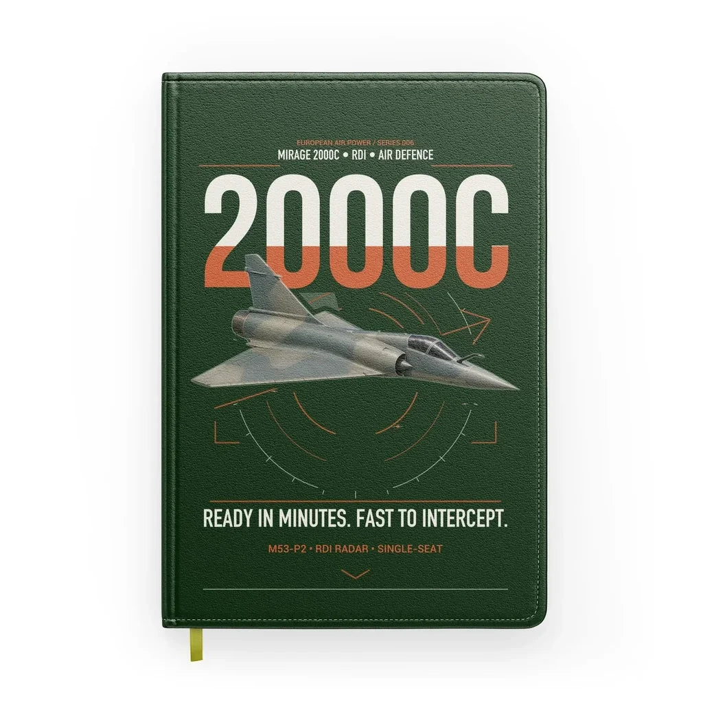 Dassault Mirage 2000C RDI design on dark green notebook