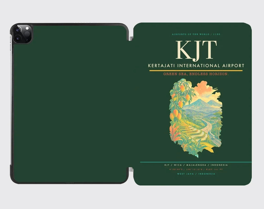 Kertajati International Airport (KJT) design on dark green ipad tablet case