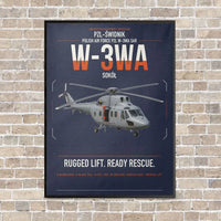 Thumbnail for PZL-Świdnik W-3WA Sokół vertical canvas print - framed - navy blue background