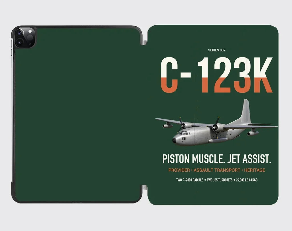 C-123K Provider design on dark green ipad tablet case