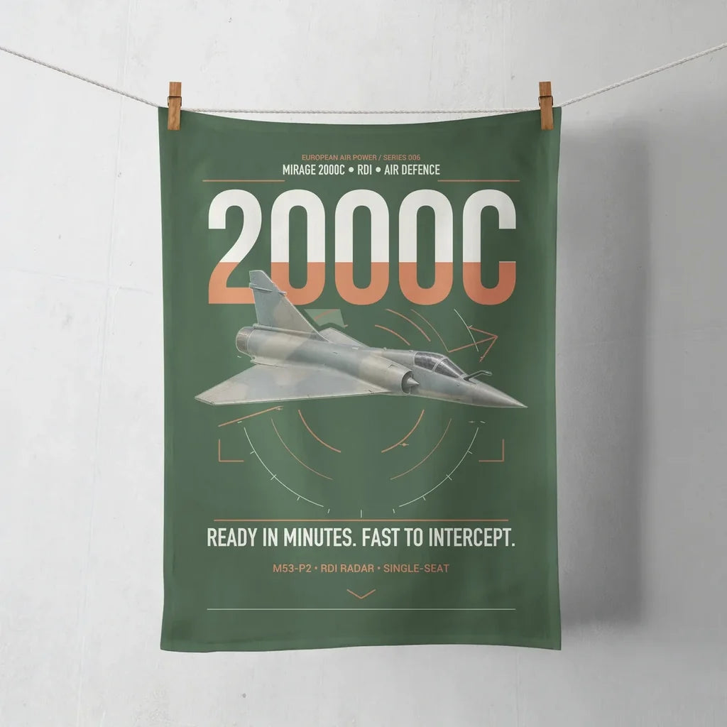 Dassault Mirage 2000C RDI design on dark green towel