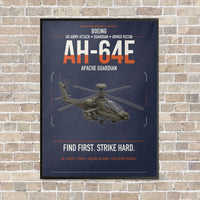 Thumbnail for Boeing AH-64E Apache Guardian vertical canvas print - framed - navy blue background