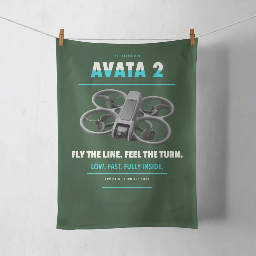 DJI Avata 2 design on dark green towel