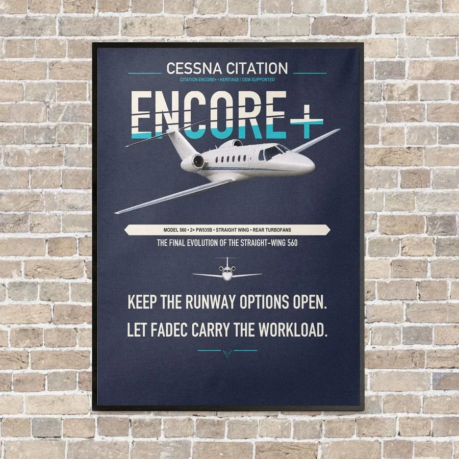 Cessna Citation Encore+ vertical canvas print - framed - navy blue background