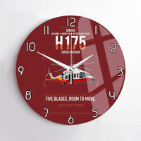 Thumbnail for Airbus H175 design on dark red no frame wall clock