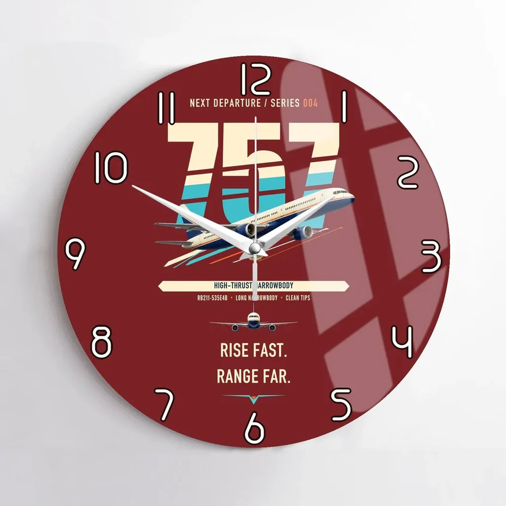 Boeing 757-200 design on dark red no frame wall clock